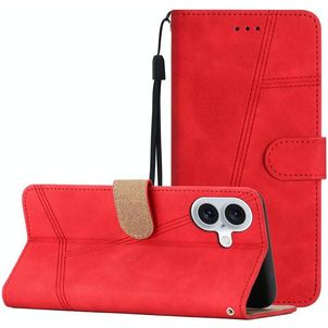Mobigear Stitch iPhone 17 Hoesje Bookcase Portemonnee - Rood
