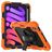 Mobigear SureGrip Xtreme iPad Mini 7 (2024) Hoes Hard Kunststof,Siliconen Backcover + Stylus Houder + Schouderband + Standaard - Zwart / Oranje