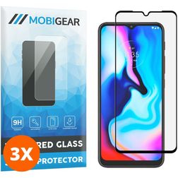 Mobigear Premium Motorola Moto E7 Plus Glazen Screenprotector - Case Friendly - Zwart (3-Pack)