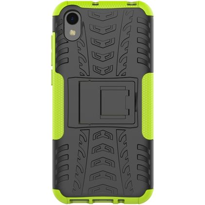 Mobigear Tire HONOR 8S Hoesje Hardcase Backcover Shockproof met Standaard - Zwart / Groen