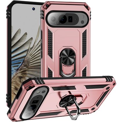 Mobigear Armor Ring Google Pixel 9 Pro XL Hoesje Hardcase Backcover Shockproof met Ringhouder - Roségoud