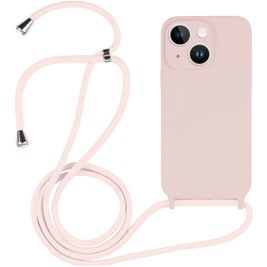 Mobigear Lanyard iPhone 14 Siliconen Hoesje met koord - Sand Pink