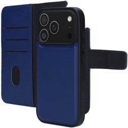 Mobiparts iPhone 17 Pro Hoesje Echt Leer Uitneembare 2in1 Bookcase Portemonnee - Blauw