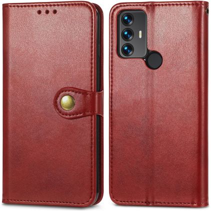 Mobigear Snap Button TCL 305 Hoesje Bookcase Portemonnee - Rood