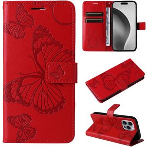 Mobigear Butterfly iPhone 16 Pro Max Hoesje Bookcase Portemonnee - Rood