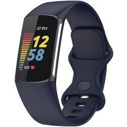 Mobigear Sport Dual Siliconen Fitbit Charge 5 Bandje Druksluiting - Donkerblauw