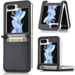 Mobigear Excellent Samsung Galaxy Z Flip 5 Hoesje Hardcase Backcover met Pasjeshouder - Zwart