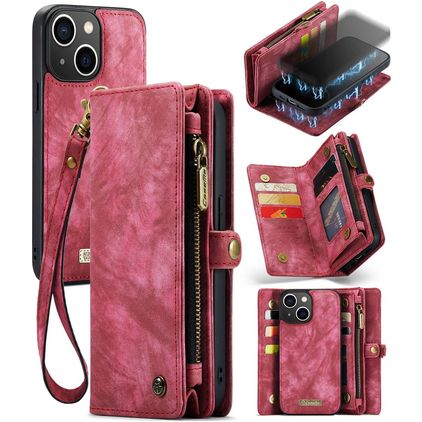 CaseMe 008 iPhone 13 Hoesje Uitneembare 2in1 Bookcase Portemonnee - Rood