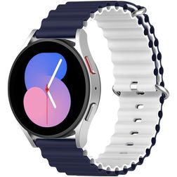 Mobigear Ocean Siliconen Smartwatch Bandje Gespsluiting - Universeel 20 mm aansluiting - Wit / Donkerblauw