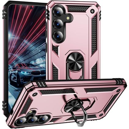 Mobigear Armor ring Samsung Galaxy S25 FE Hoesje Hardcase Backcover Shockproof met Ringhouder - Roségoud