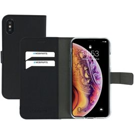Mobiparts Saffiano Wallet iPhone X Hoesje Bookcase Portemonnee - Zwart