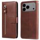 Mobigear Zipper iPhone 17 Pro Max Hoesje Bookcase Portemonnee - Bruin