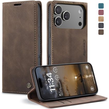 CaseMe 013 iPhone 18 Pro Hoesje Bookcase Portemonnee - Coffee