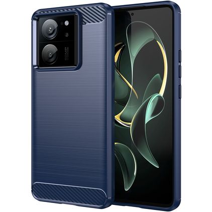 Mobigear Brushed Slim Xiaomi 13T Pro Hoesje Flexibel TPU Backcover - Blauw