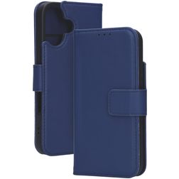 Mobiparts Wallet iPhone 16 MagSafe Hoesje Echt Leer Bookcase Portemonnee - Blauw