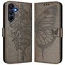 Mobigear Flowers Samsung Galaxy A17 Hoesje Bookcase Portemonnee - Grijs