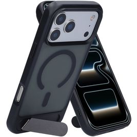 Mobiparts Hardcover iPhone 17 Pro Max MagSafe Hoesje Hardcase Backcover met Standaard - Satin Black