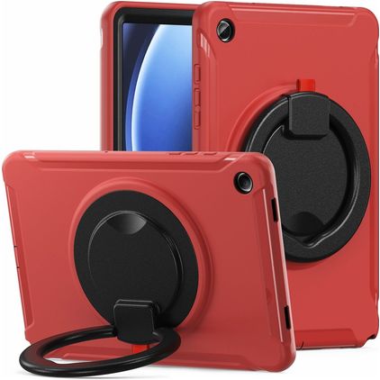Mobigear RingGuard Samsung Galaxy Tab A9 Plus (2023) Hoes Hard kunststof / Siliconen Backcover + Standaard - Rood
