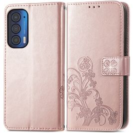 Mobigear Clover Motorola Edge (2021) Hoesje Bookcase Portemonnee - Roségoud