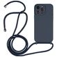 Mobigear Lanyard iPhone 14 Pro Siliconen Hoesje met koord - Donkerblauw