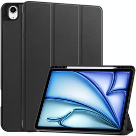 Mobigear Tri-Fold iPad Air 13 Inch (2026) Hoes Bookcase + Stylus Houder - Zwart