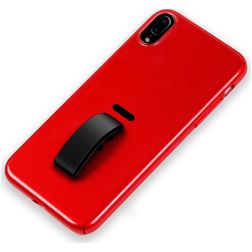 Mobigear Rubber Ring iPhone XS Max Hoesje Hardcase Backcover met Ringhouder - Rood