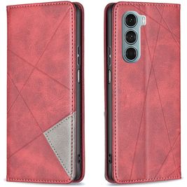 Mobigear Rhombus Slim Motorola Moto G200 5G Hoesje Bookcase - Rood