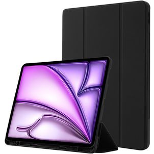 Mobigear Tri-Fold Gel iPad Air 13 Inch (2024) Hoes TPU,Kunstleer Bookcase + Stylus Houder - Zwart