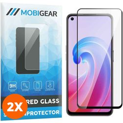 Mobigear Premium OPPO A96 Glazen Screenprotector - Case Friendly - Zwart (2-Pack)