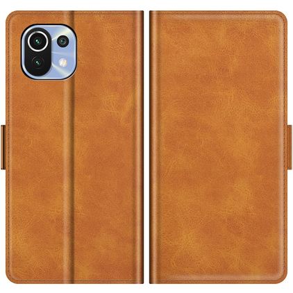 Mobigear Slim Magnet Xiaomi Mi 11 Lite Hoesje Bookcase Portemonnee - Cognac