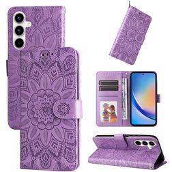 Mobigear Sunflower Samsung Galaxy A35 Hoesje Bookcase Portemonnee - Paars