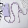 Mobigear Lanyard Card iPhone 15 Plus Siliconen Hoesje met koord en Pasjeshouder - Paars