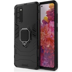 Mobigear Armor Ring Samsung Galaxy S20 FE Hoesje Hardcase Backcover Shockproof met Ringhouder - Zwart