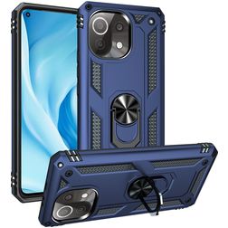 Mobigear Armor Ring Xiaomi Mi 11 Lite Hoesje Hardcase Backcover Shockproof met Ringhouder - Blauw