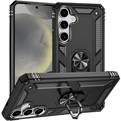 Mobigear Armor ring Samsung Galaxy S25 Plus Hoesje Hardcase Backcover Shockproof met Ringhouder - Zwart