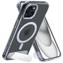 Mobiparts Hardcover Doorzichtig iPhone 15 MagSafe Hoesje Hardcase Backcover met Standaard - Transparant