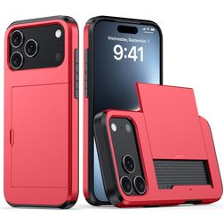 Mobigear Card iPhone 18 Pro Max Hoesje Hardcase Backcover Shockproof met Pasjeshouder - Rood