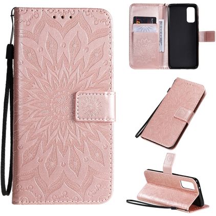 Mobigear Sunflower Samsung Galaxy S20 Hoesje Bookcase Portemonnee - Roségoud
