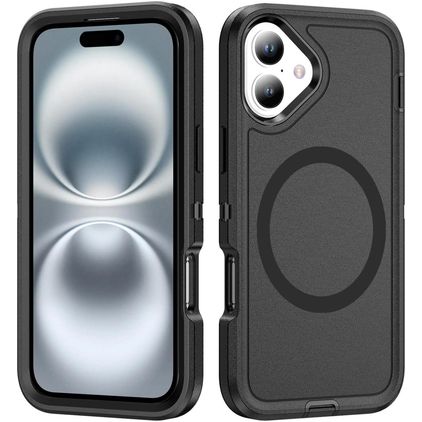 Mobigear Rugged Mag iPhone 16 MagSafe Hoesje Hardcase Backcover Shockproof - Zwart