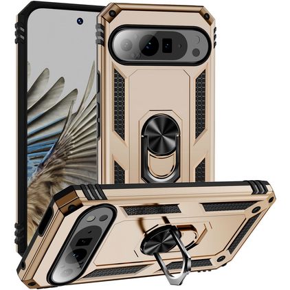 Mobigear Armor Ring Google Pixel 9 Pro XL Hoesje Hardcase Backcover Shockproof met Ringhouder - Goud