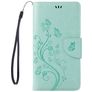 Mobigear Flowers iPhone SE (2020) Hoesje Bookcase Portemonnee - Turquoise