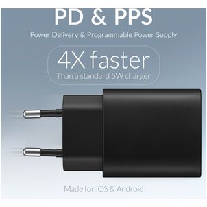 Mobigear Essentials Single USB-C Oplader USB-C 1 Meter Power Delivery 20W - Zwart