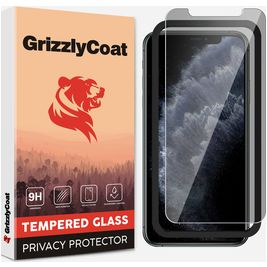 GrizzlyCoat Easy Fit AntiSpy iPhone XS Max Glazen Screenprotector Privacy - Case Friendly + Installatie Frame