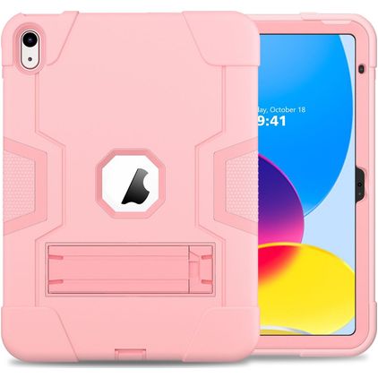 Mobigear ShieldStand iPad 10 (2022) Hoes Hard Kunststof,Siliconen Backcover + Standaard - Roségoud