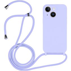 Mobigear Lanyard iPhone 14 Siliconen Hoesje met koord - Paars