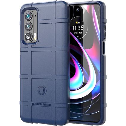 Mobigear Rugged Shield Motorola Edge (2021) Hoesje Flexibel TPU Backcover Shockproof - Blauw