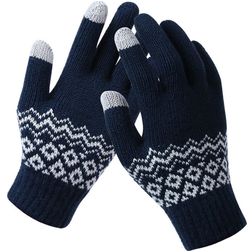 Mobigear Stretch Touchscreen Handschoenen - One-Size - Marineblauw