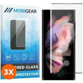 Mobigear Curved Samsung Galaxy S23 Ultra Glazen Screenprotector - Case Friendly - Zwart (3-Pack)