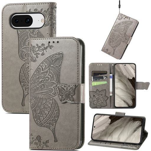Mobigear Butterfly Google Pixel 8 Hoesje Bookcase Portemonnee - Grijs