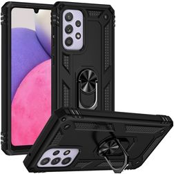 Mobigear Armor Ring Samsung Galaxy A33 Hoesje Hardcase Backcover Shockproof met Ringhouder - Zwart